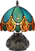 Small Tiffany Mushroom Table Lamp,Mini Memory Sympathy Antique lamp 8X11 Inch (Peacock Crystal)