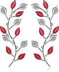 sxnzequnze 2 Set Metal Tree Leaf Wall Art for Home Decor Living Room Bedroom Dining Room Bling Rhinestone, 3D, Iron Branch Hanging Leaf Sculpture Art Pieces -Red 16.5in*6.7in