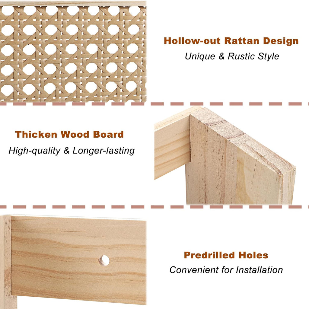 BTSKY Wooden Hanging Magazine Rack, Wall Mounted Magazine Holder Modern Rattan Hollow-out Design Mail Organizer, Assembly File Holder Letter Holder Wall Rack for Home & Office - 15x4x9.9 Inch