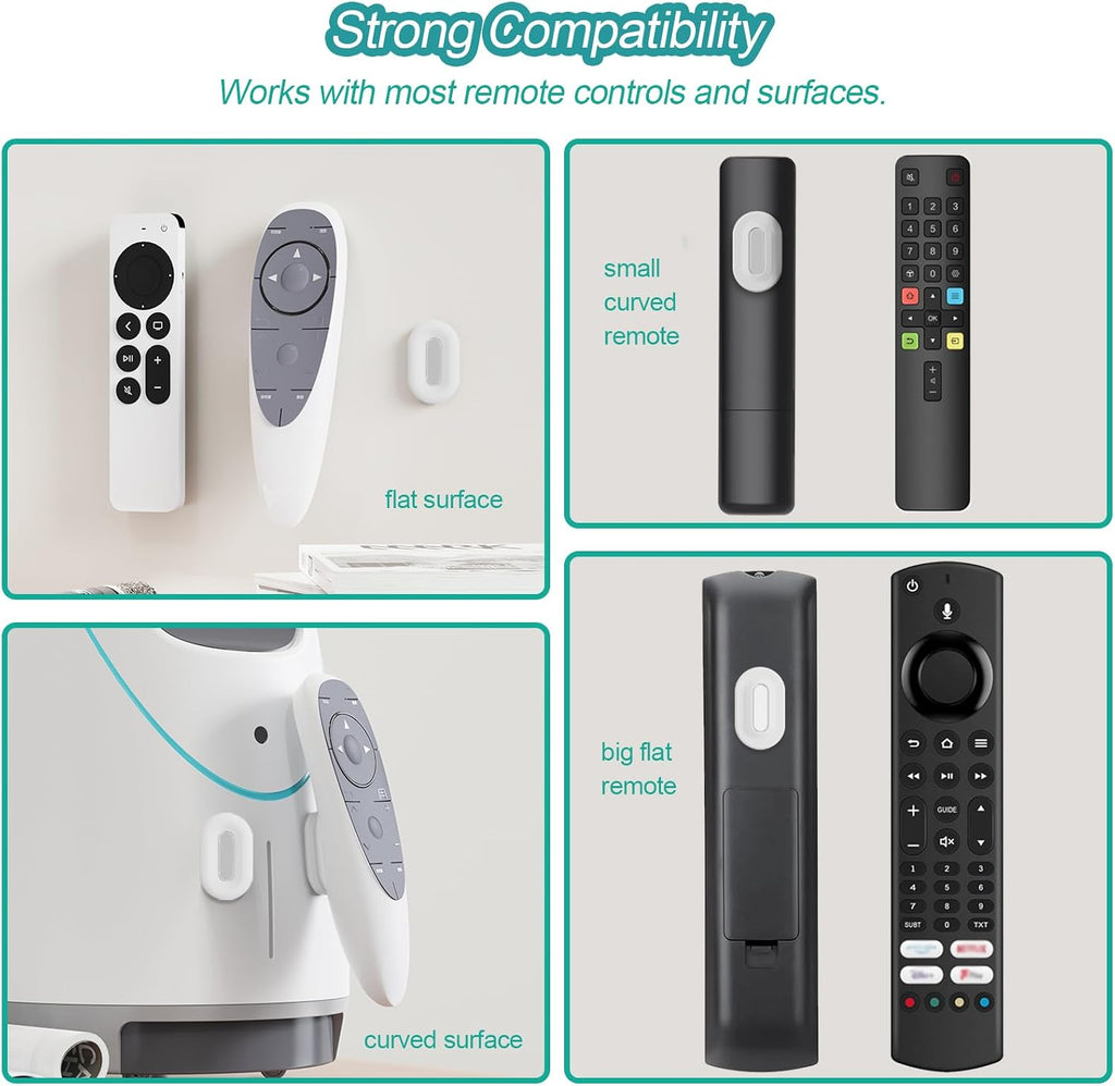 Freewindo Magnetic Remote Control Holder Wall Mount, 5 Pack TV Remote Holder Wall Mount, Silicone Remote Organizer Magnetic Remote Holder for Bed, TV, Ceiling Fan and Air Conditioner (White)