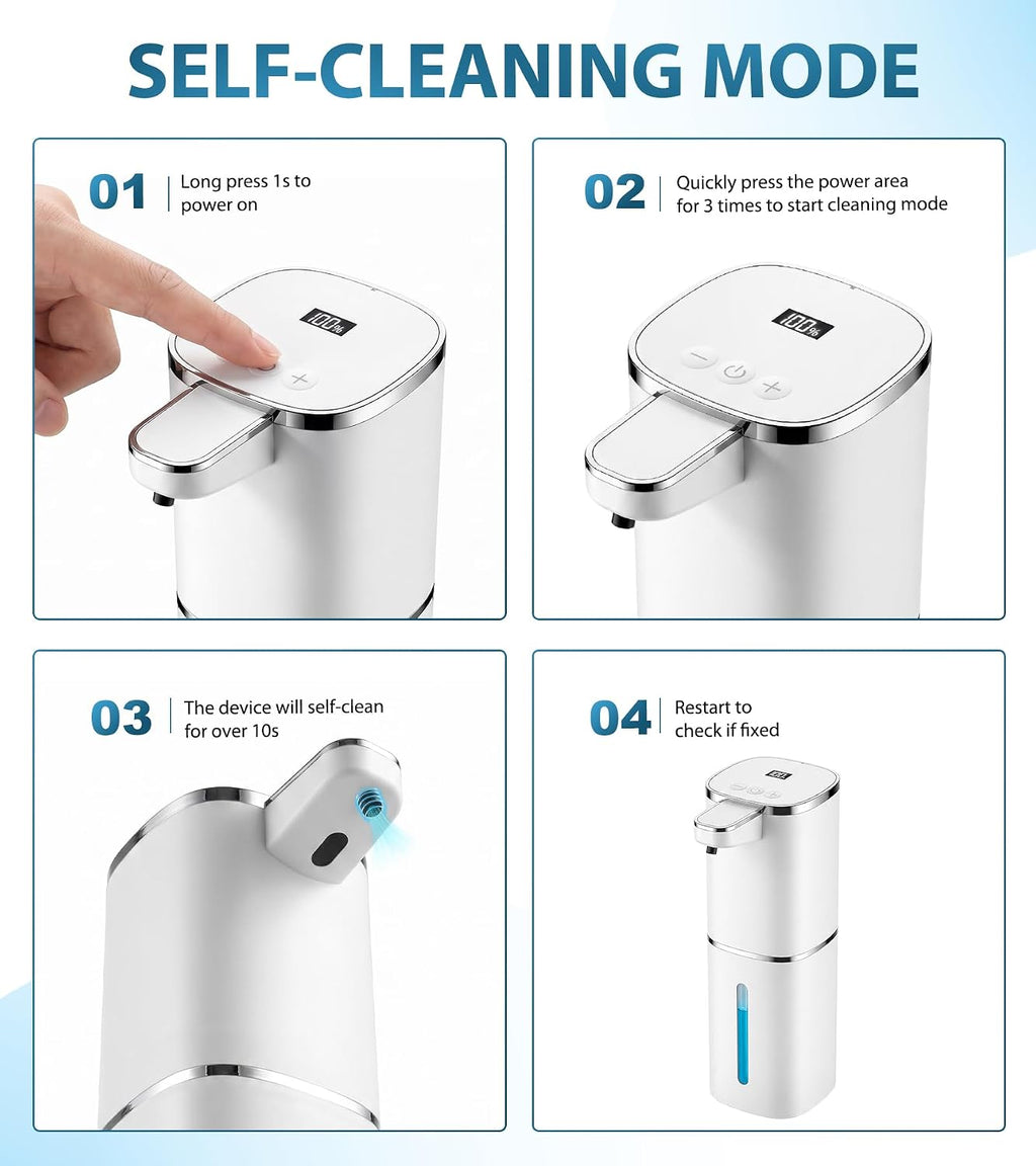 RYTOXILO Automatic Soap Dispenser Touchless, 2 Pack White Auto Liquid Soap Dispensers 9 Level Adjustable, 15 Fl Oz Plastic Electric Hands Free Dish Soap Dispensers Wall Mount for Bathroom Kitchen