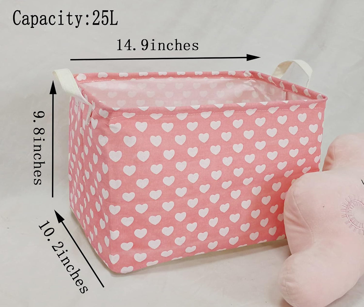 MAIZMZ Girls Storage Basket Pink Valentine's Day Gifts Basket Waterproof Organizer Nursery Bins Toy Box for Organizing Home/Dorm/Kitchen/Pet/Office/Closet/Shelf/Room Decor
