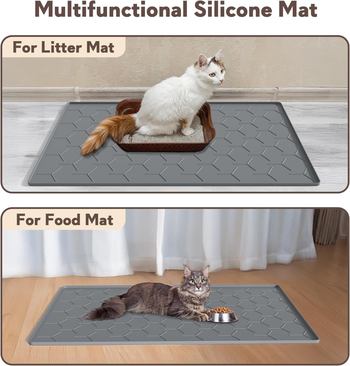 Garoopion Silicone Cat Litter Mat Large 40" X 28", Easy to Clean, Dark Gray