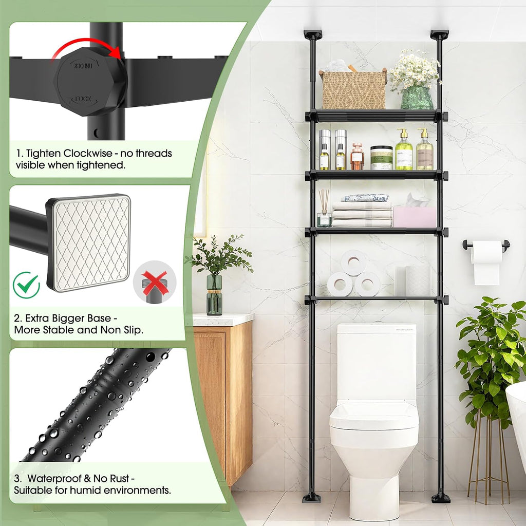 SUNALLY Over The Toilet Storage Shelf, Over Toilet Bathroom Organizer,Black