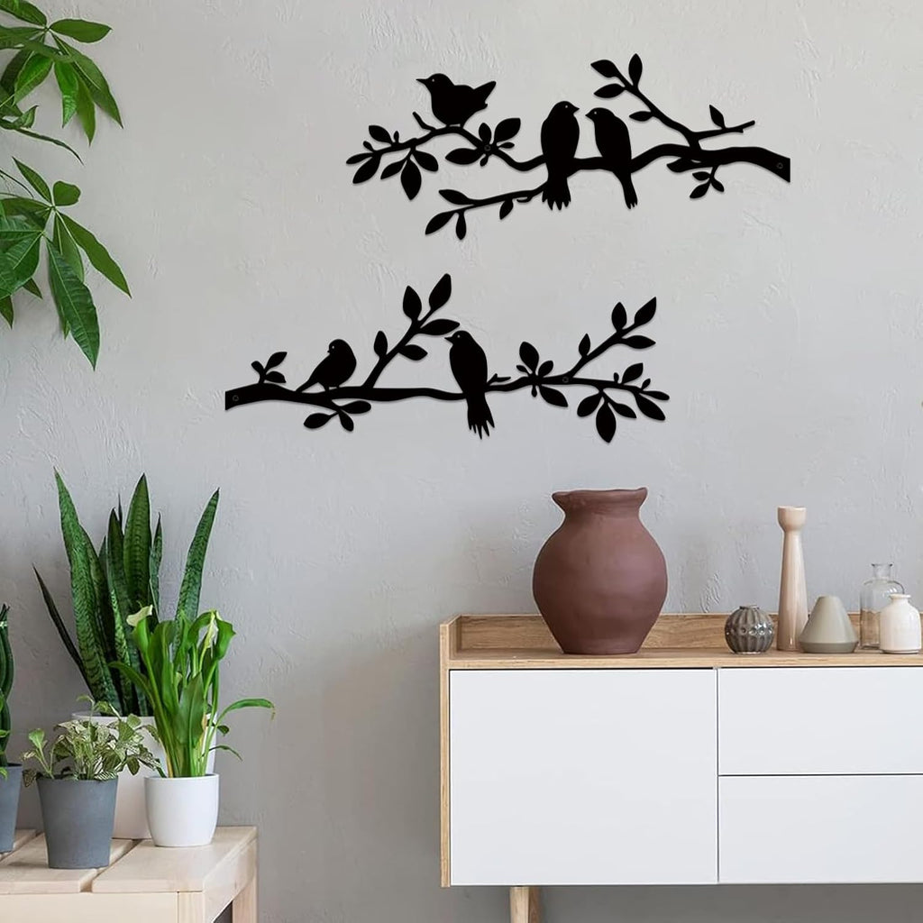 ESTART 2 Pcs Metal Birds Wall Art, Metal Vivid Birds Outdoor Wall Decor