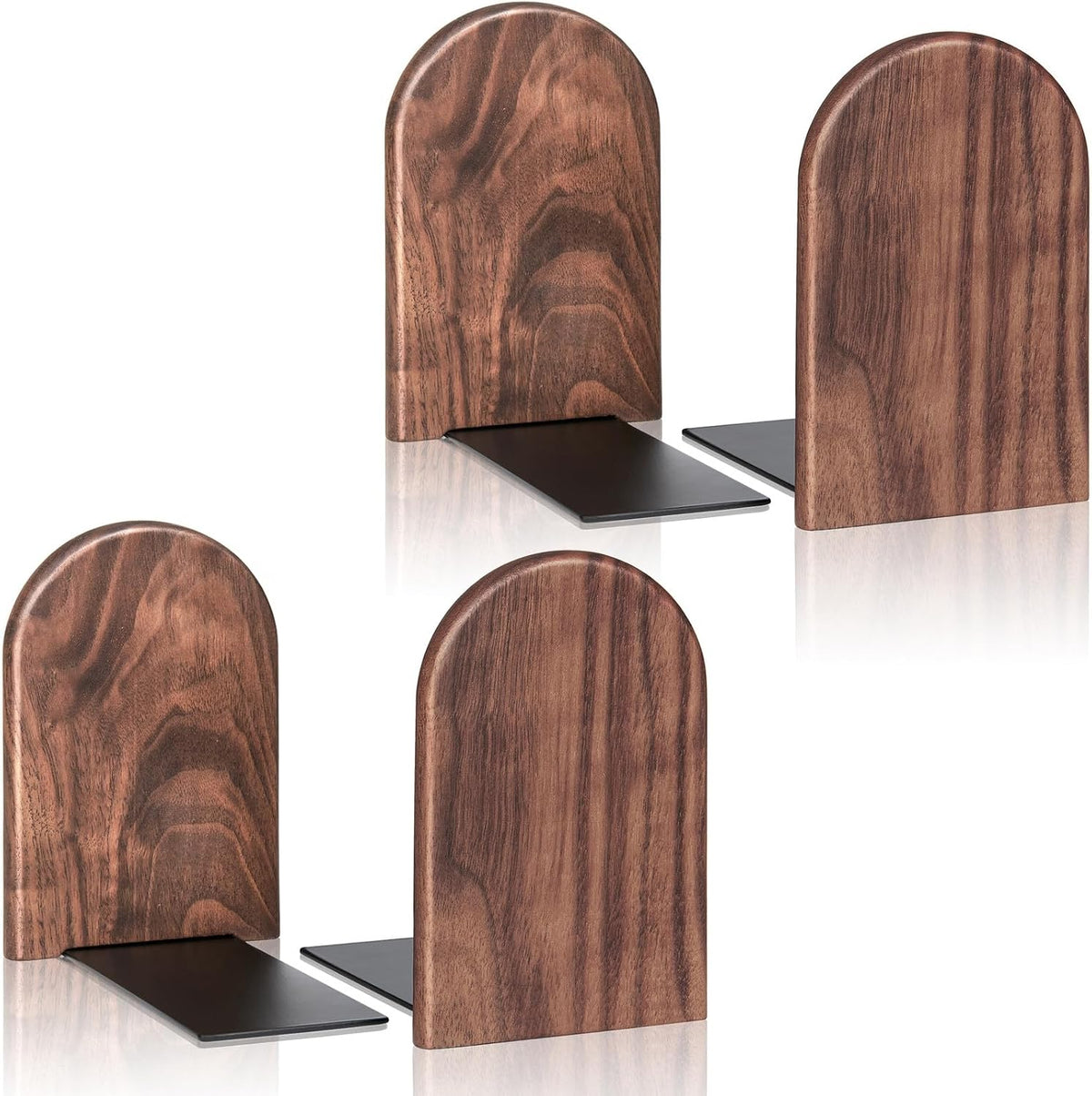 Book Ends 2Pair Wooden Heavy Duty Non Slip Book for Shelf Books & Media