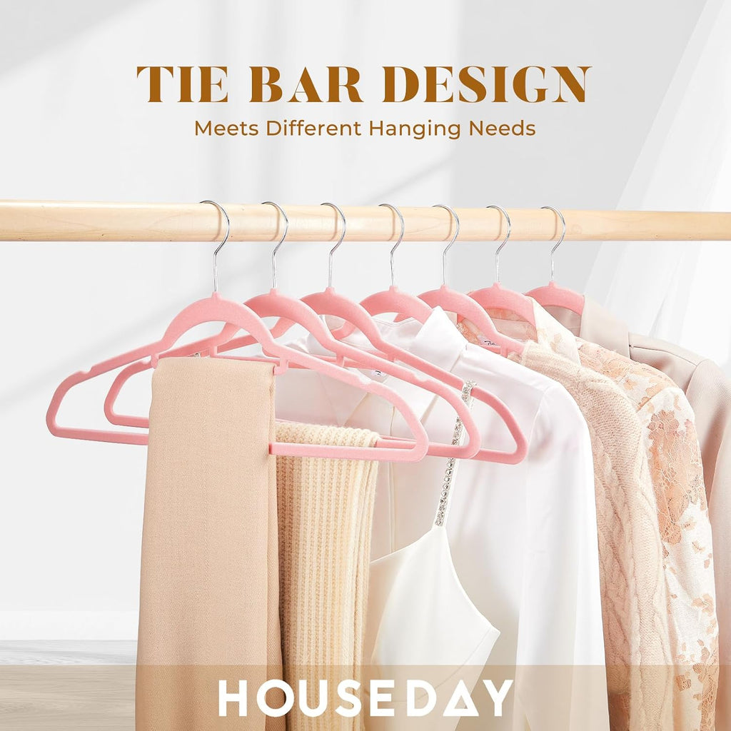 HOUSE DAY Premium Velvet Hangers 20 Pack, Non-Slip Hangers with Tie Bar
