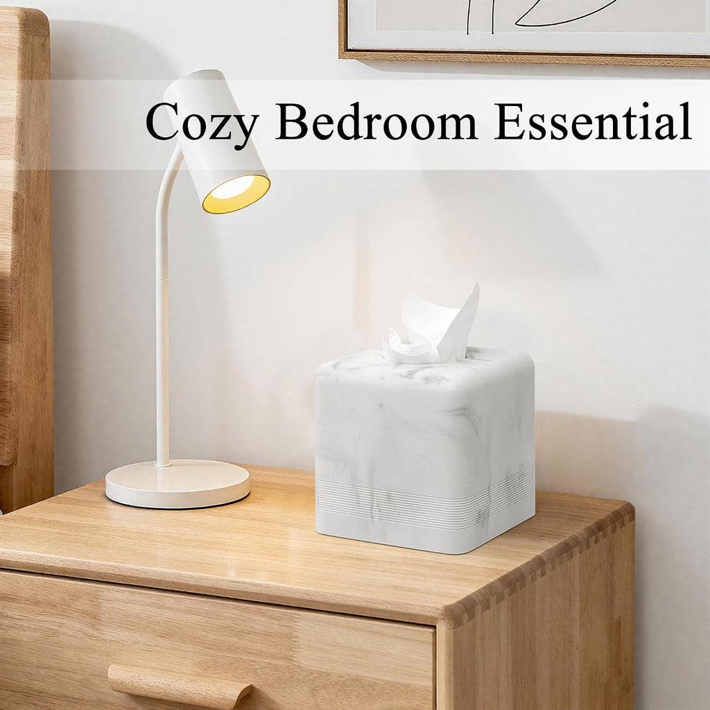 YMXYJM Resin Tissue Box Cover, Modern Square Holder,White