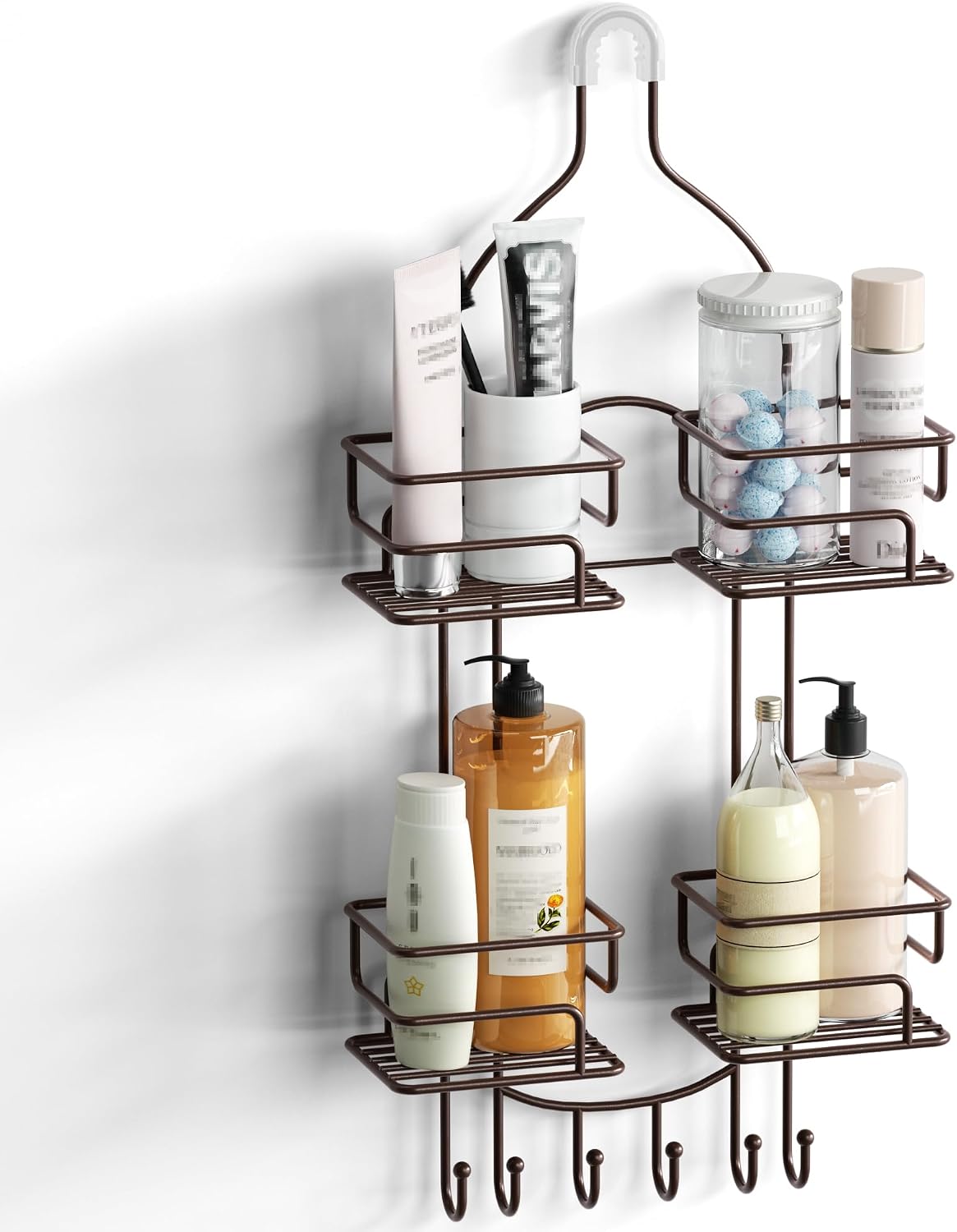 SRIWATANA Shower Caddy Hanging, Shower Organizer with Razor Hooks, Bronze