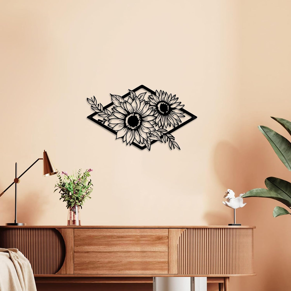 ruelen Metal Sunflower Wall Art,Boho Floral Wall Decor Home Decor