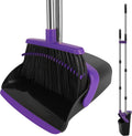 Purple Broom and Dustpan Combo Set, 55" Long Handle Broom