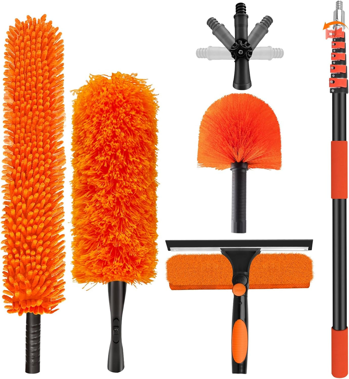 30FT High Reach Duster with Extension Pole 5-24FT, 4-in-1 Cleaning Kit