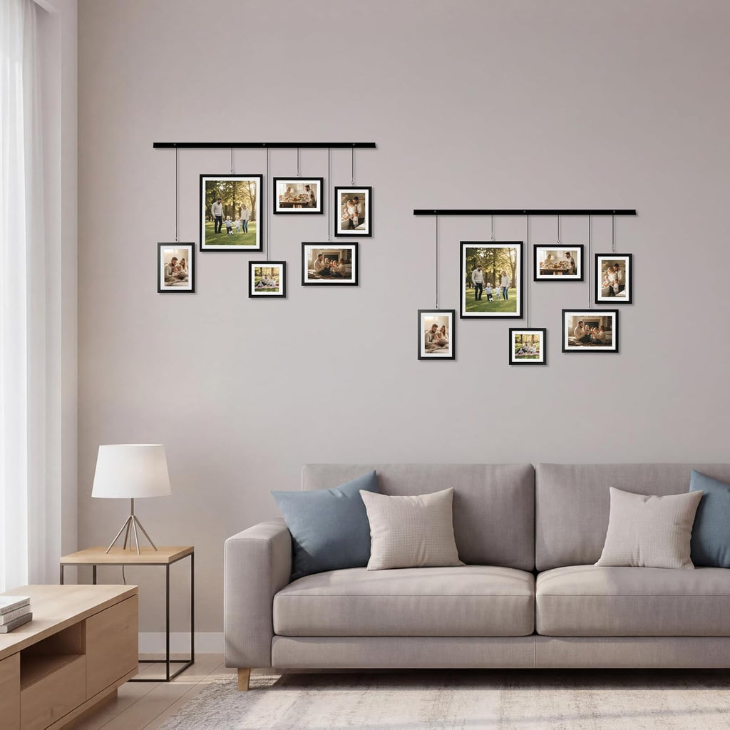 Edenseelake Exhibit Picture Frame Gallery Set, Wall Hanging Collage Frame for Various Sizes 4x4, 4x6, 5x7, 8x10 Inch Photos, Black