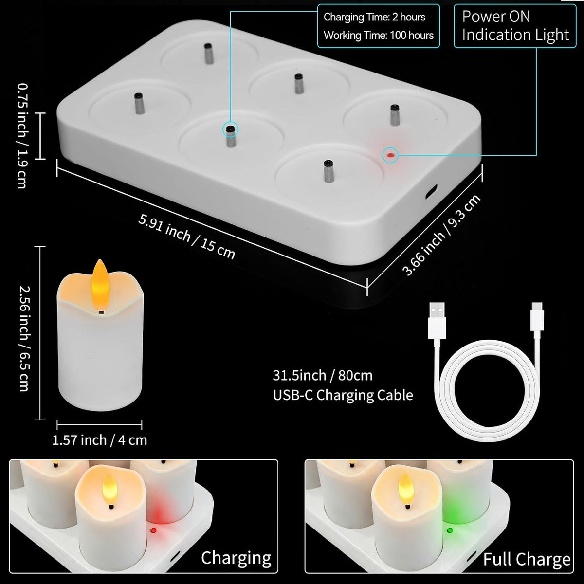 Rechargeable Tea Lights Flameless Candles with Remote & Timer, 6-Pack