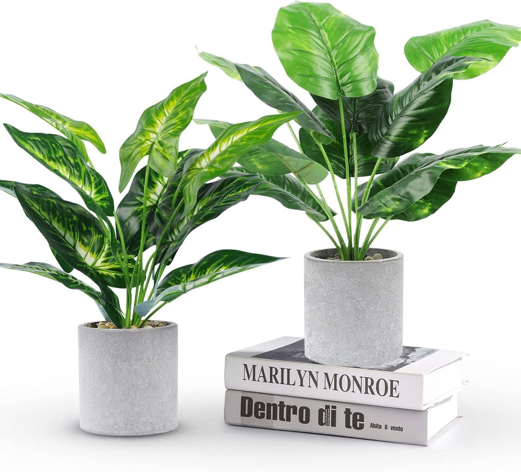 2 Pack 16" Fake Plants Sage Green for Bathroom Office Decor
