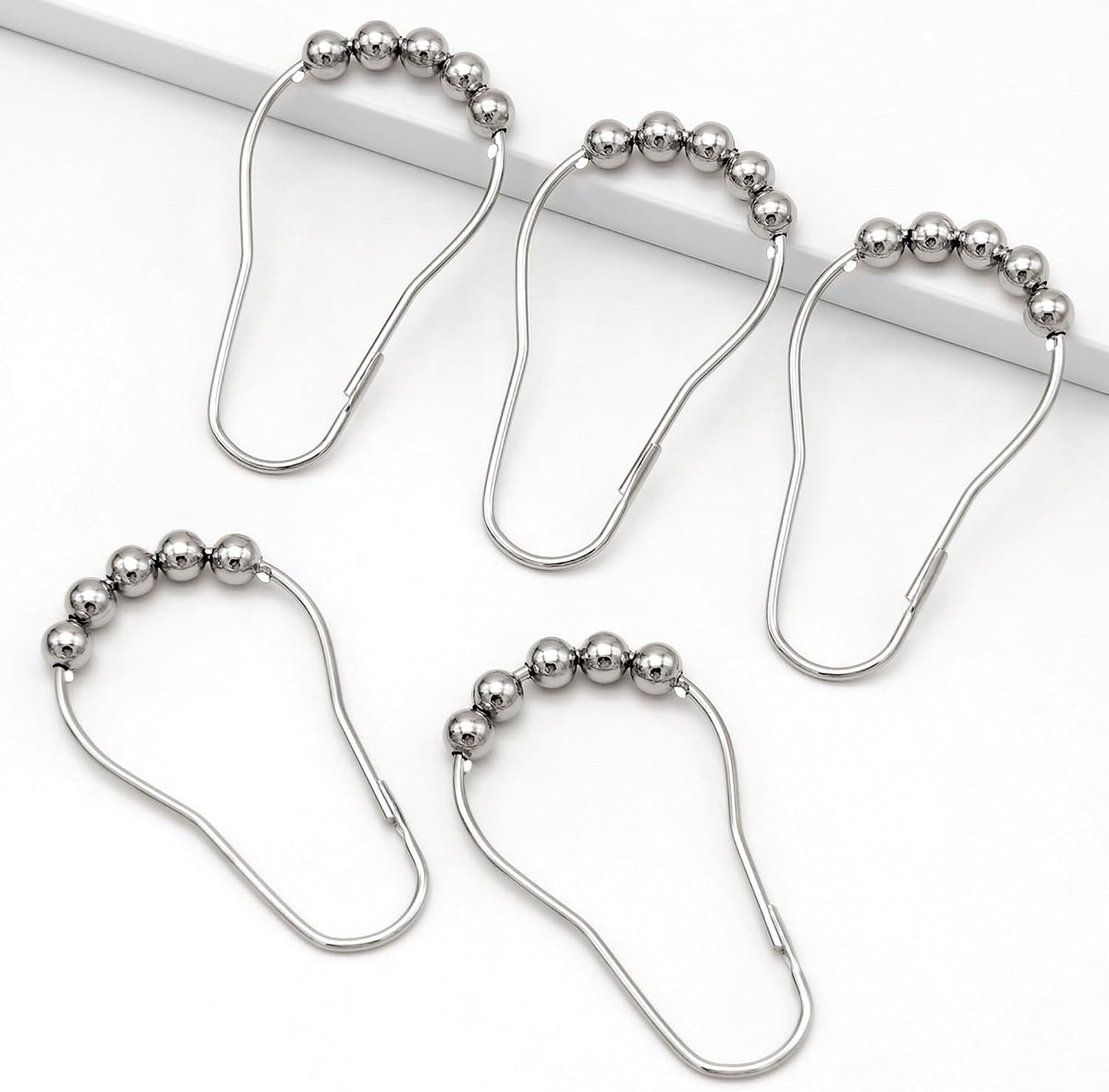 Shower Curtain Hooks Rings,12 Pcs Decorative Rustproof Metal Shower Hooks for Shower Curtain,Free Sliding Shower Hooks for Bathroom Shower Rods,Easy Snap Shower Rings for Curtain (Silver)