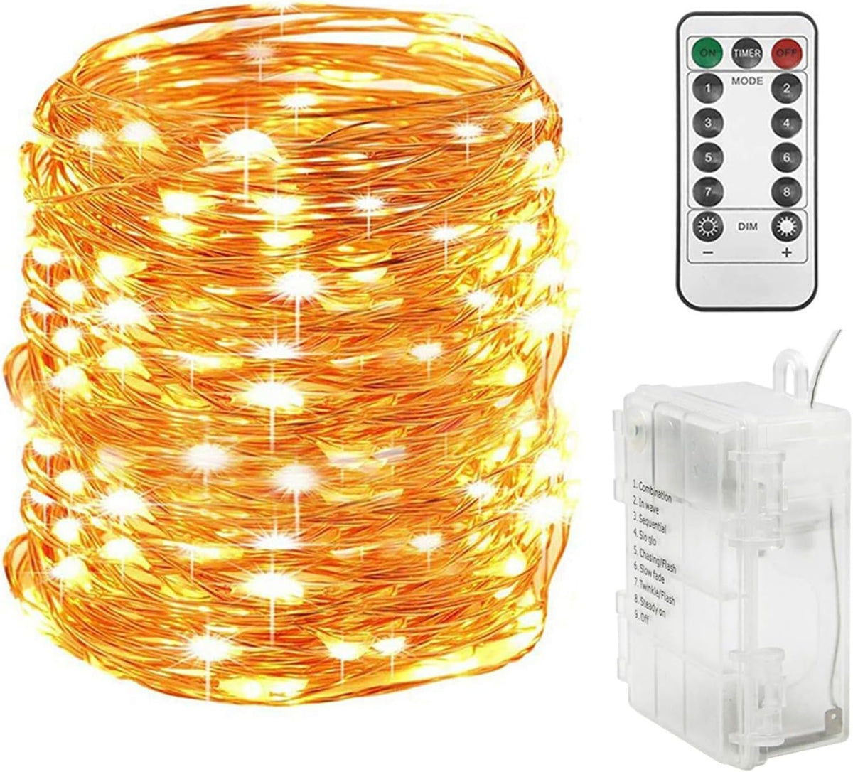 Twinkle Star 300 LED Copper Wire String Lights, Warm White 99 FT