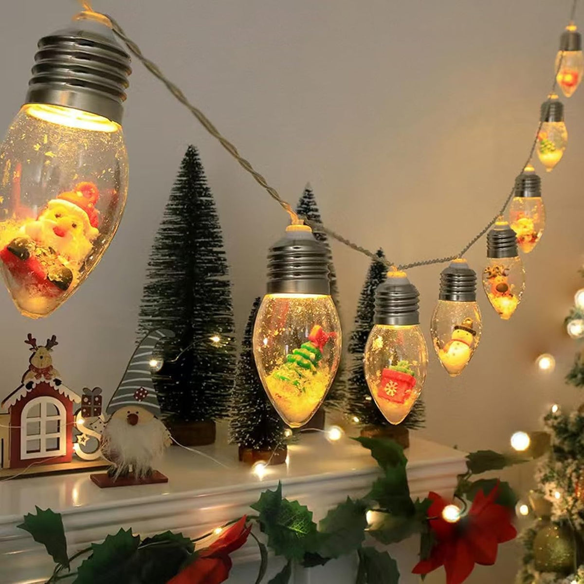 Neioaas 6FT Christmas Tree String Light -10 LED Vintage Xmas Bubble Lights