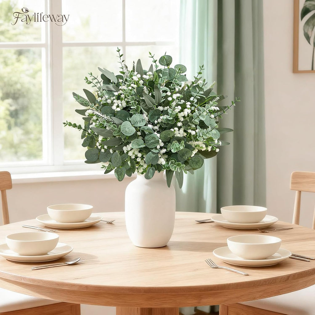 150Pcs Greenery Eucalyptus Stems &Baby Breath Artificial Flowers