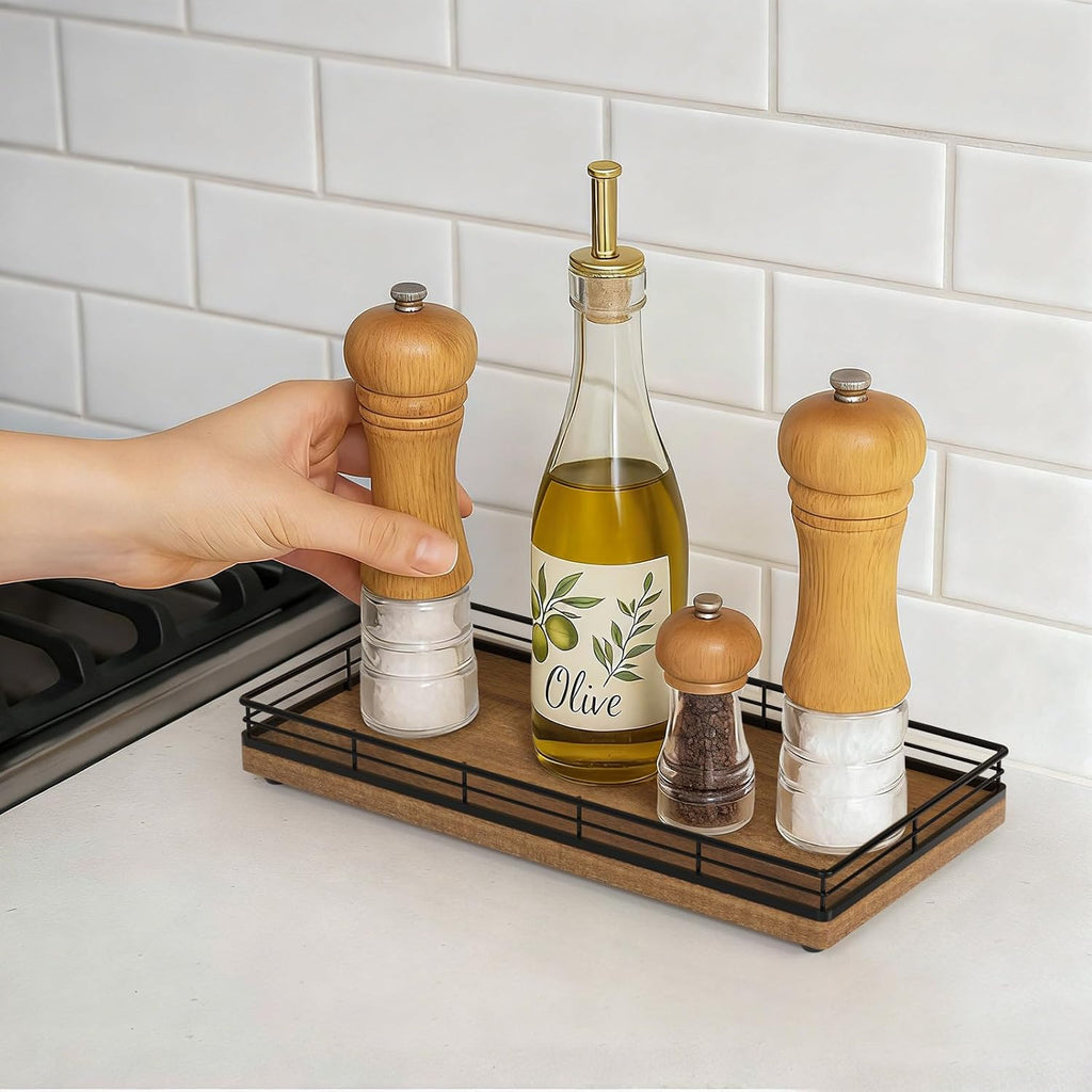 Bathroom Vanity Tray for Countertop, 12" x 6" Acacia Wood Toilet Tank Tray