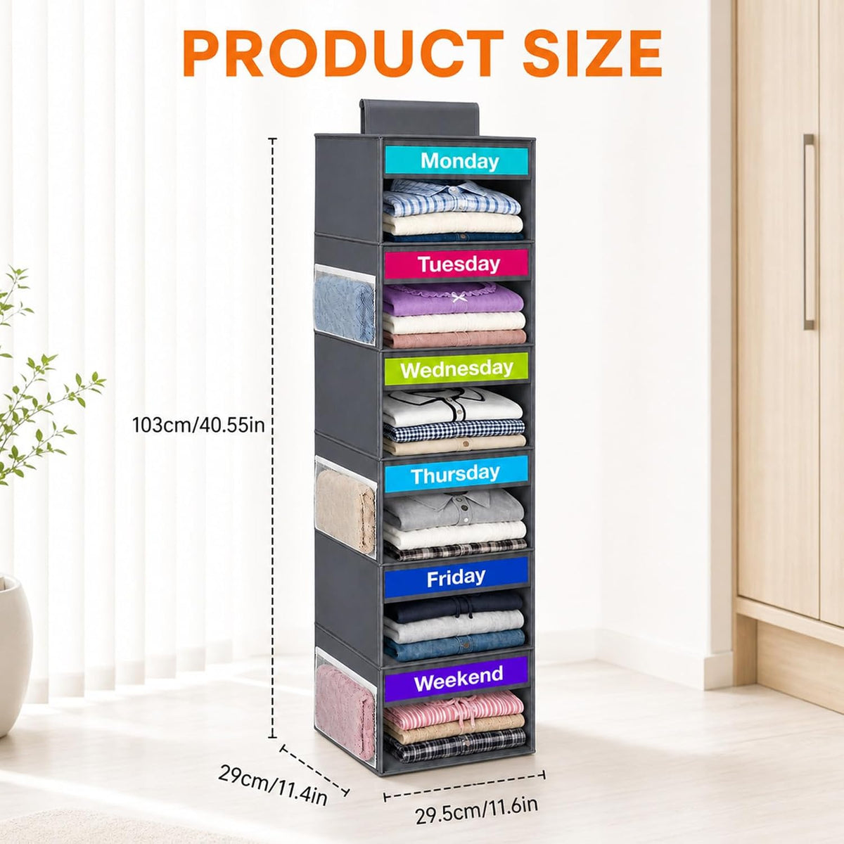 6-Shelf Weekly Clothes Organizer for Kids Days of The Week Outfit(Grey)