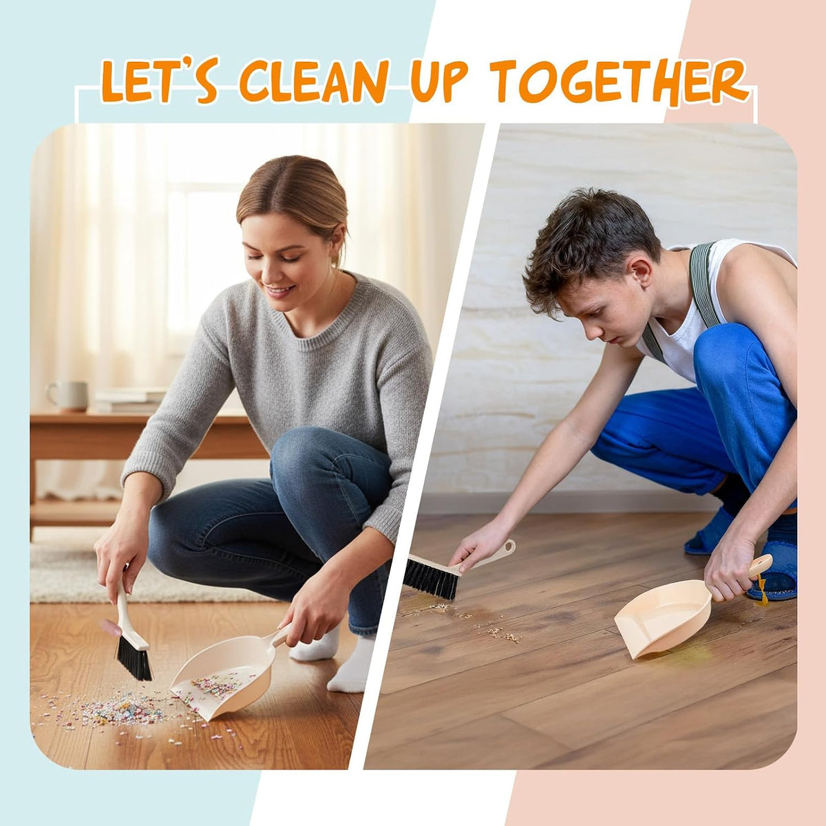 Sliner 18 Pack Mini Dustpan Brush Set Small Broom Set Bulk,Blue, Pink,Beige