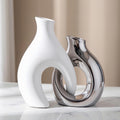 Ceramic Vase Set of 2, Modern Table Decor for Farmhouse Boho by TZIZO