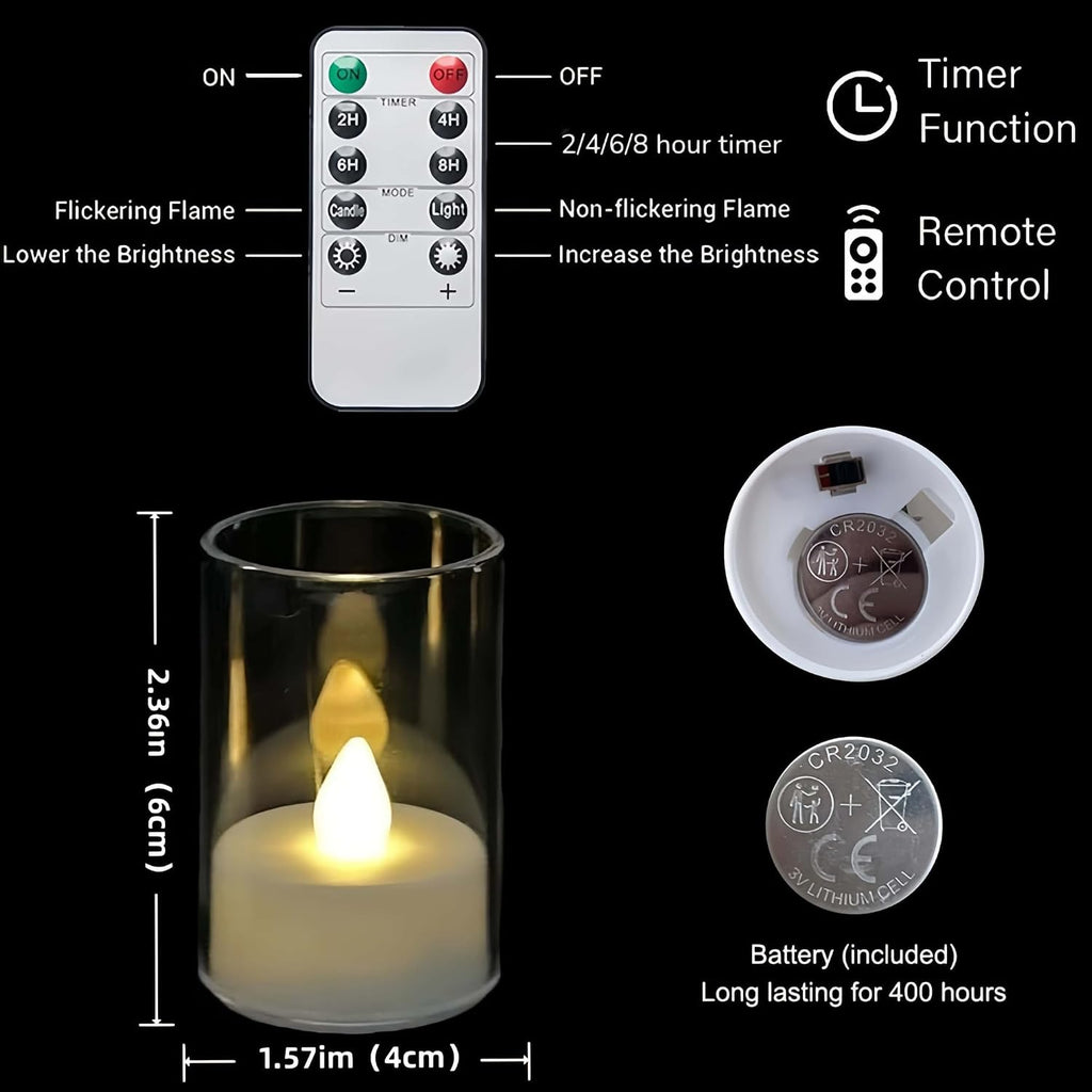 Flameless LED Tea Candles 12-Pack with 2/4/6/8H Automatic Timer, Battery Powered, Warm Glow for Home, Wedding & Table Decor