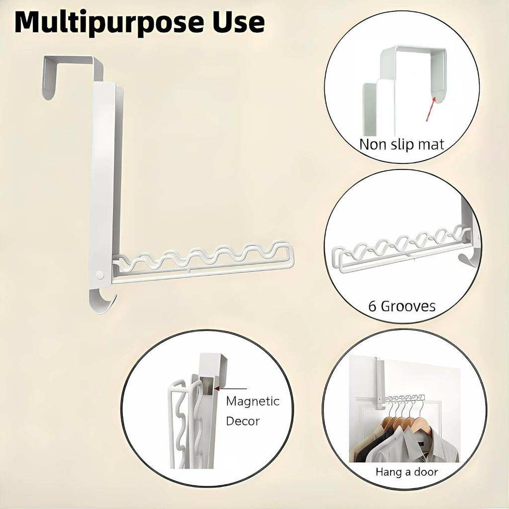 1 Pack Foldable Over The Door Drying Rack, Space Saving Portable Laundry Hanging Organizer, No Drilling Multipurpose Storage for Bathroom Closet Dorm, White