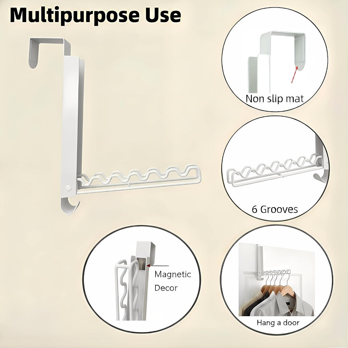 1 Pack Foldable Over The Door Drying Rack, Space Saving Portable Laundry Hanging Organizer, No Drilling Multipurpose Storage for Bathroom Closet Dorm, White