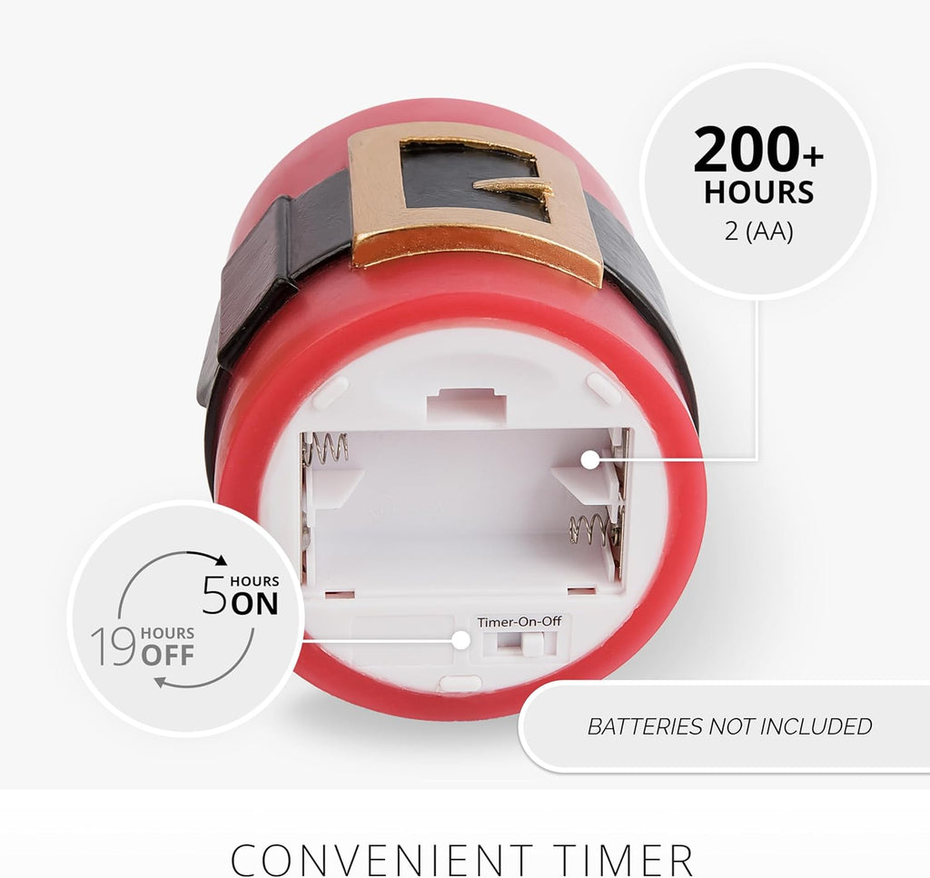 Luminara Flickering Flameless LED Candle, Battery Operated, Timer Function, Remote Ready (Sold Separately), Red Santa Belt 3.4" x 4.5" Pillar, Unscented Real Wax Moving Flame, Christmas Holiday Décor
