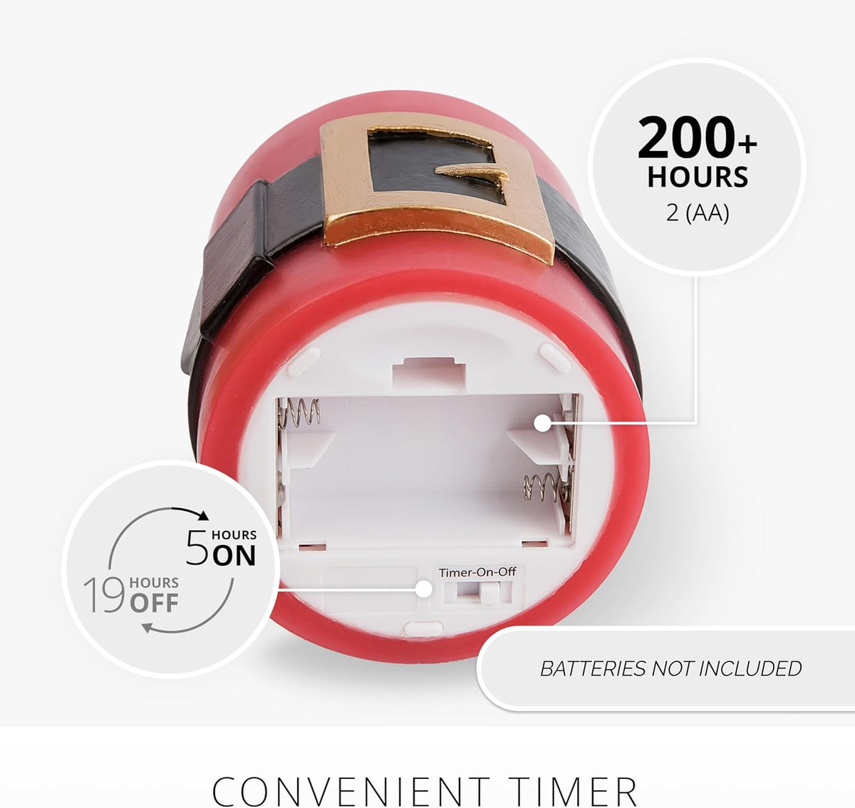 Luminara Flickering Flameless LED Candle, Battery Operated, Timer Function, Remote Ready (Sold Separately), Red Santa Belt 3.4" x 4.5" Pillar, Unscented Real Wax Moving Flame, Christmas Holiday Décor