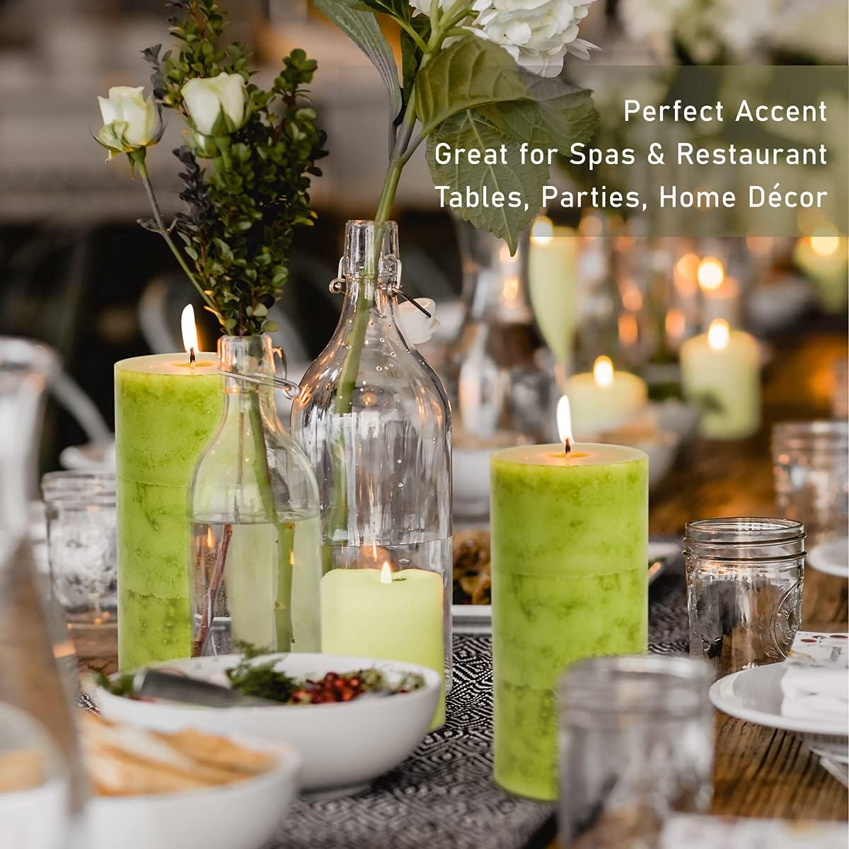 Sage Scented Candles - 3x6 Inch Green Pillar Candles Hand-Poured Long Lasting Burn Time Dripless Large Aromatherapy Candles for Home Scented Cleansing House Bathroom Relaxation Spa Church