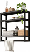 Galood Over The Toilet Storage Bathroom Shelves Wall Mounted 3 Tier Black-L