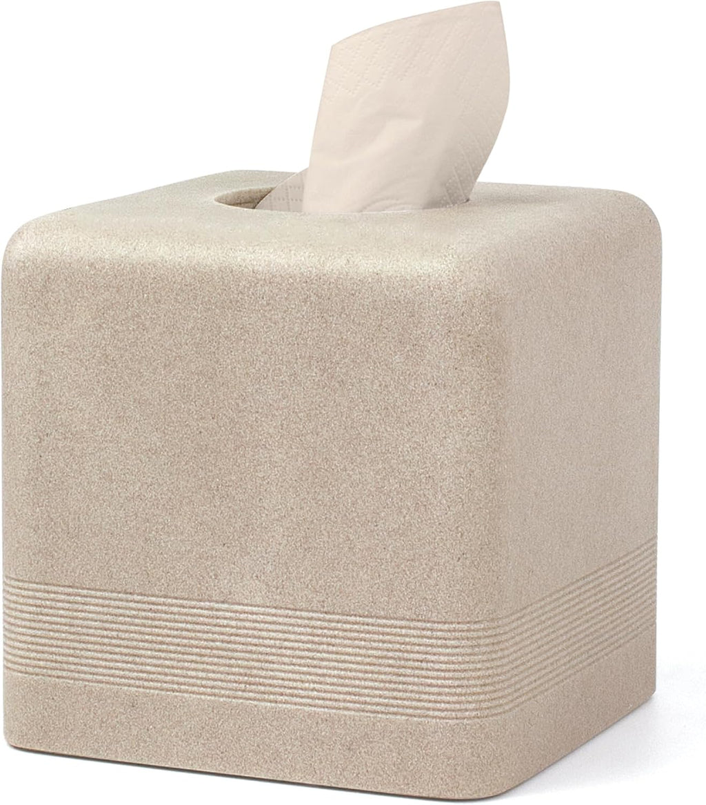 YMXYJM Resin Tissue Box Cover, Modern Square Holder, Beige