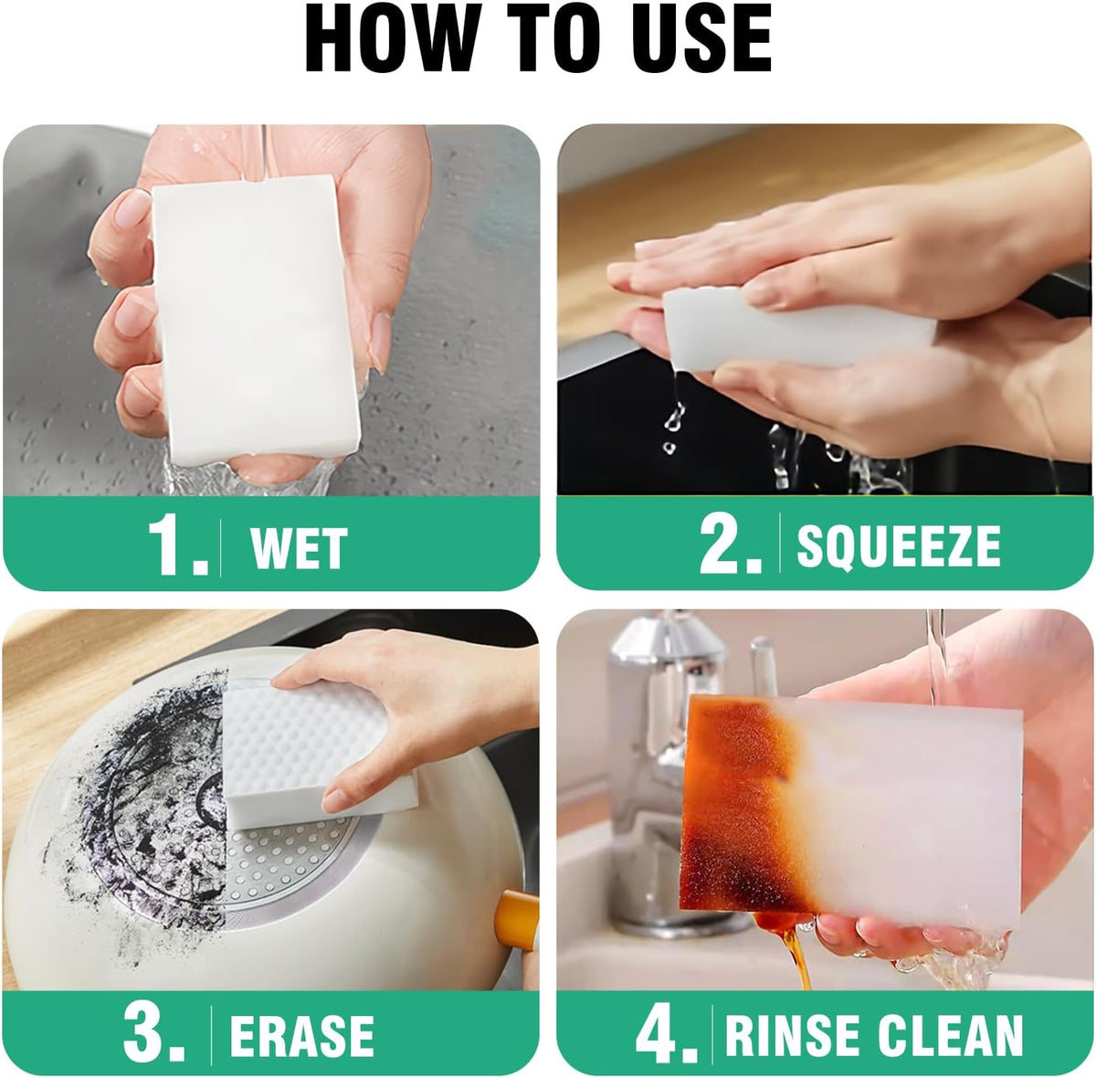 Magic Sponges Cleaning Eraser 50 Pack, 2X Compressed Melamine Sponge Cleaner, Melamine Foam All Purpose Cleaning Pads, Heavy Duty Stain Remover for Home Kitchen Bathroom Sneaker Car
