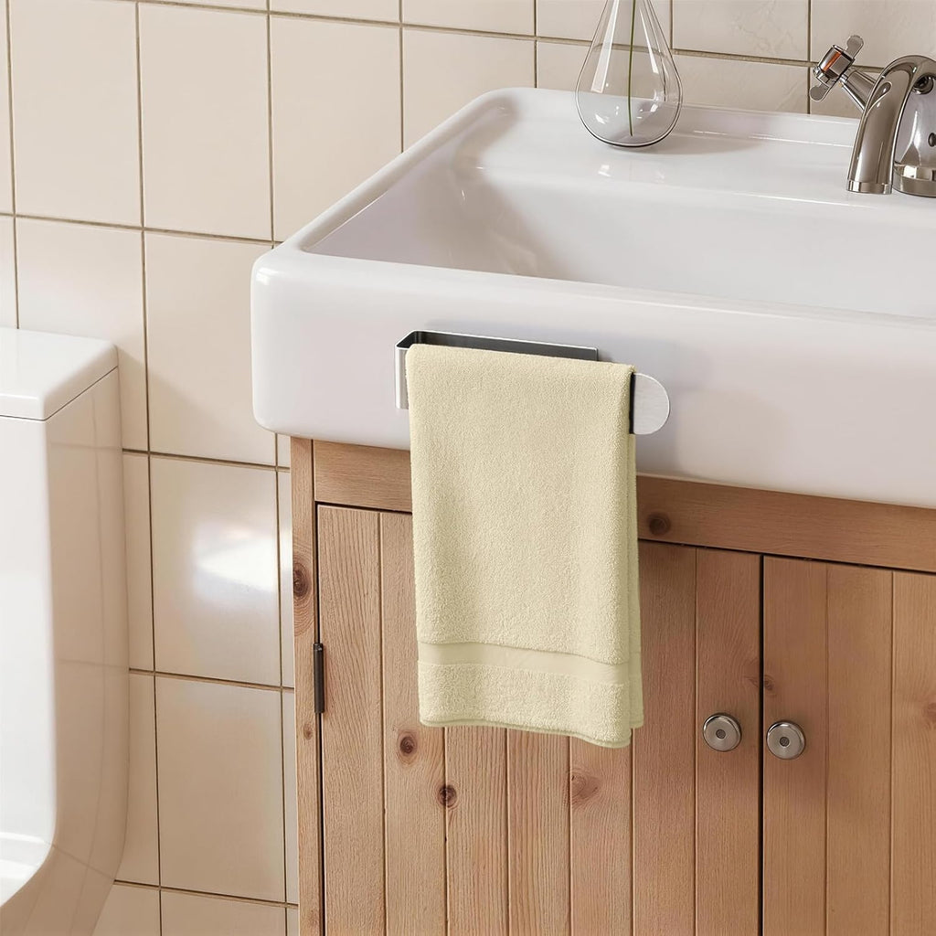 Bethom Adhesive Hand Towel Holder, 8 Inch Bar for Kitchen Cabinet, Brushed
