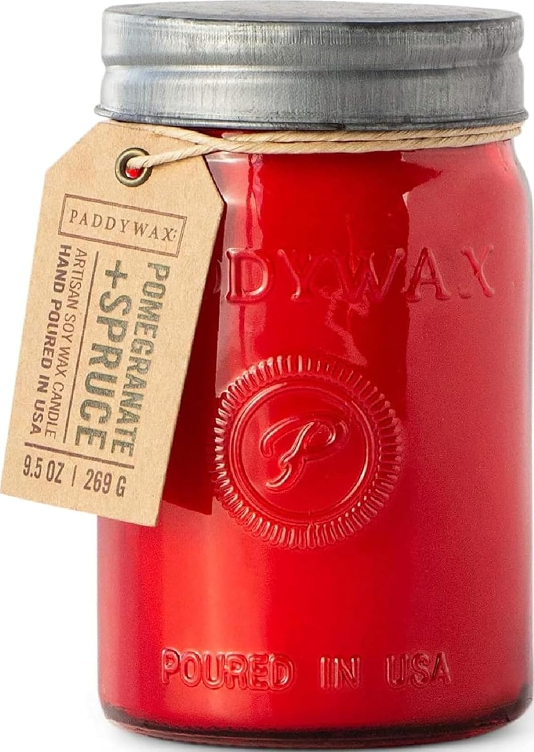 Paddywax Relish Soy Wax Artisan Candle, Pomegranate + Spruce, 9.5 oz