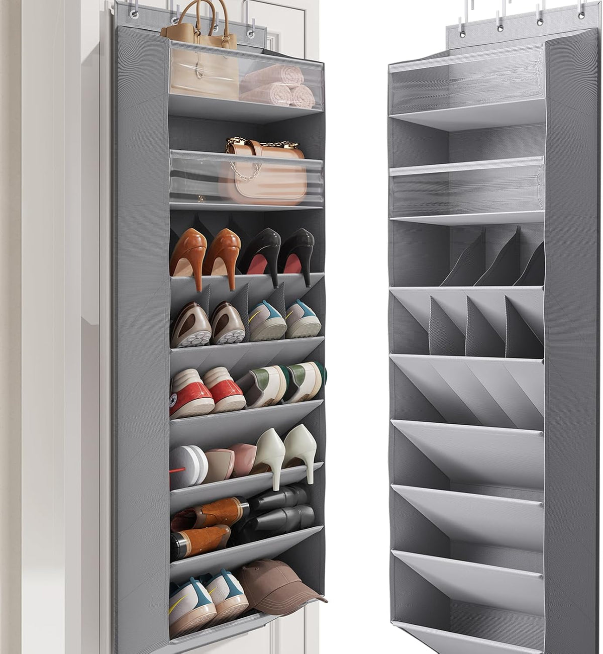 Mefirt XL Clear Over the Door Shoe Organizer for Closet Fit 25 Pairs