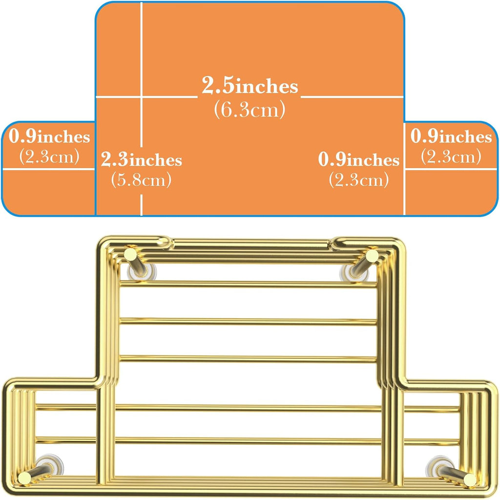 Linkidea Wall Mount/Countertop Toothbrush Holder for Shower, Stainless Steel Toothpaste Stand, 3 Slots Organizer Compatible with Colgate Extra Clean, Oral-B CrossAction (Gold)
