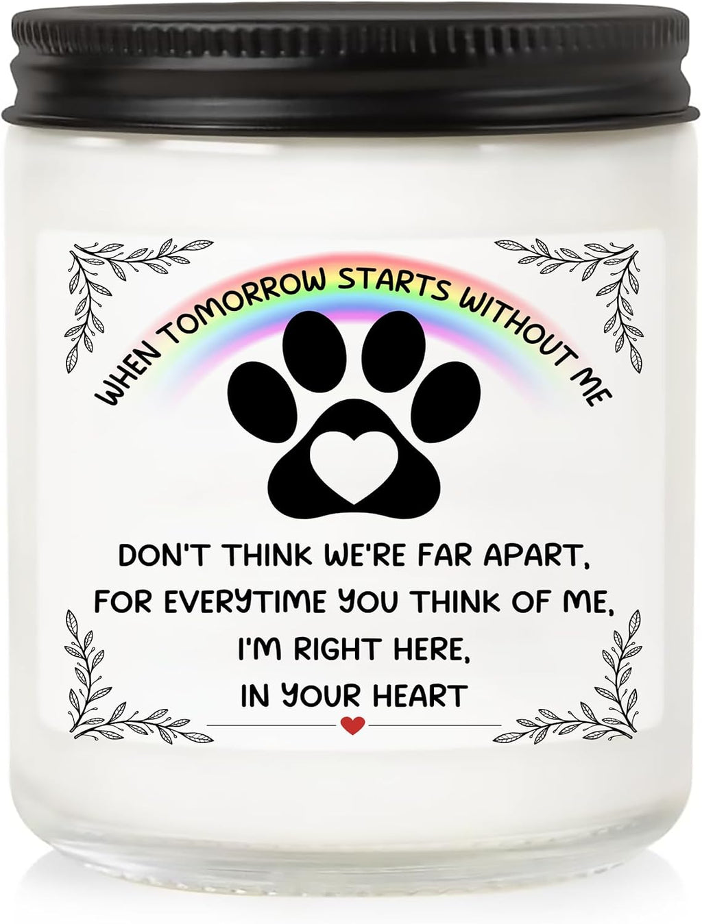 Memorial Gifts for Loss of Dog, Lavender Scented Soy Wax Candle