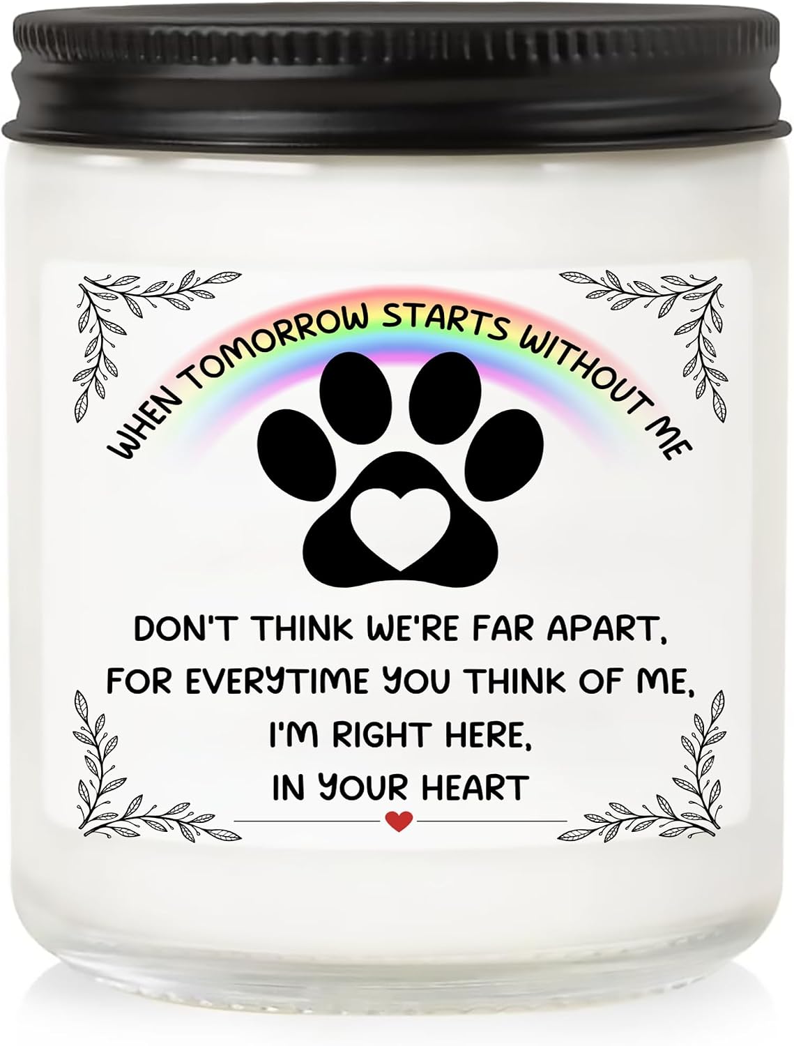 Memorial Gifts for Loss of Dog, Lavender Scented Soy Wax Candle