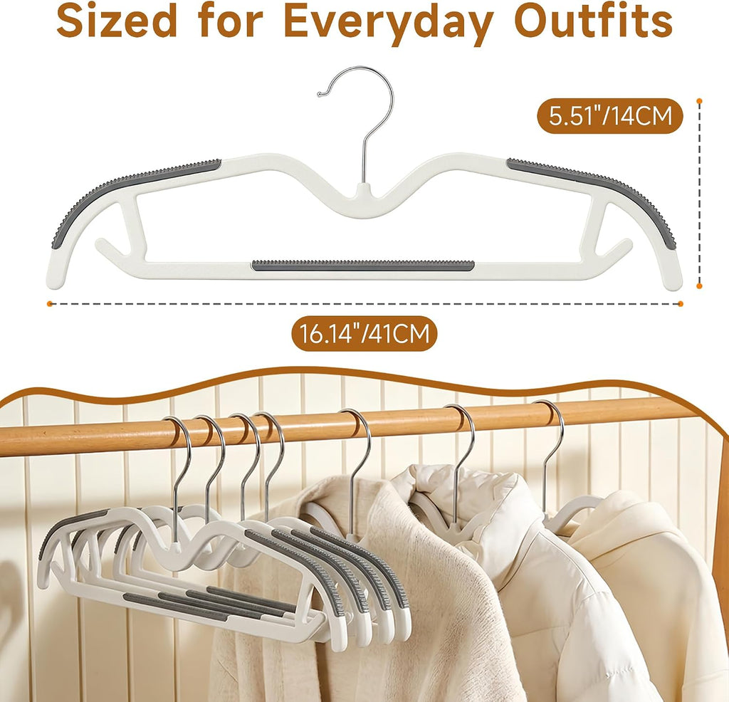 Sishynio 20 Pack White Short Neck Plastic Clothes Hangers, Slim, Non-Slip