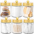 Amolliar Acrylic Apothecary Jar Bathroom Qtip Holder Gold 6 Pack