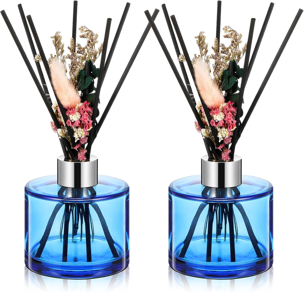 Rtteri 2 Sets Empty Reed Diffuser Bottles with Sticks, 5oz,Blue Color