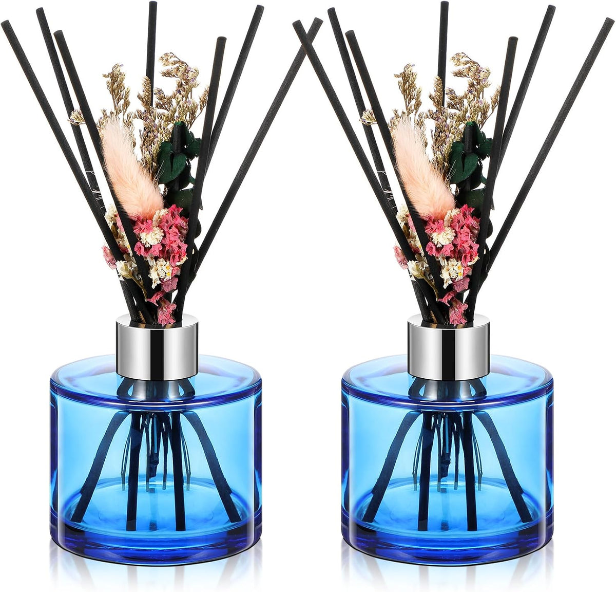 Rtteri 2 Sets Empty Reed Diffuser Bottles with Sticks, 5oz,Blue Color