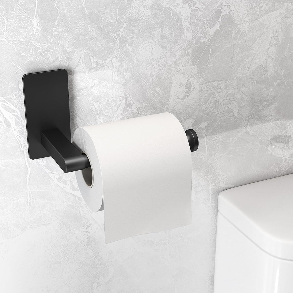 STWWO Toilet Paper Holder Self Adhesive, Extra-Wide Gap, Matte Black