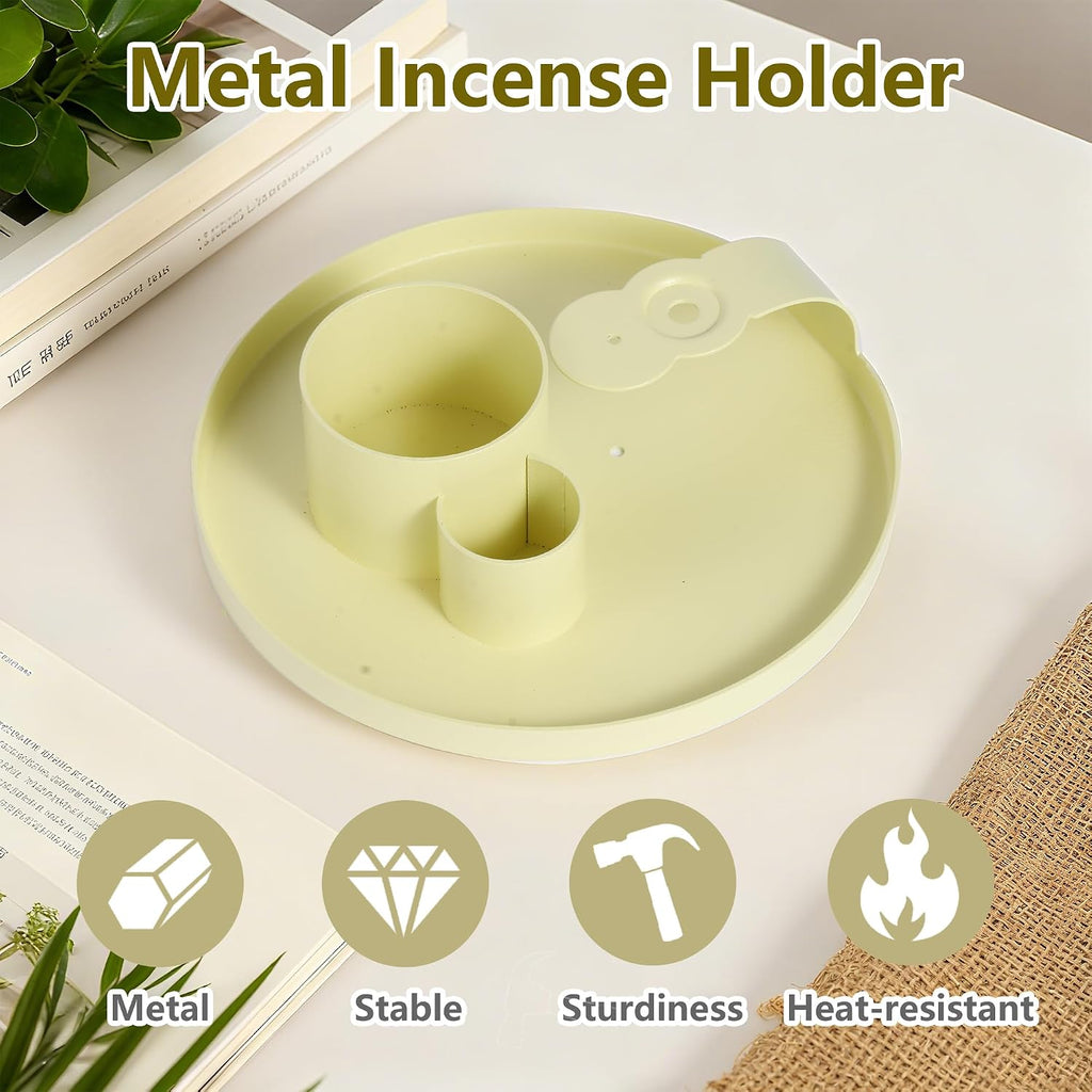 Multifunction Incense Holder, Sage Burner Holder, Palo Santo Holder Burner, 5.47" Ash Catch Tray, Smudge Stick Holder with Handle for Incense Sticks Incense Cone Candle, Yoga Meditation and Room Decor