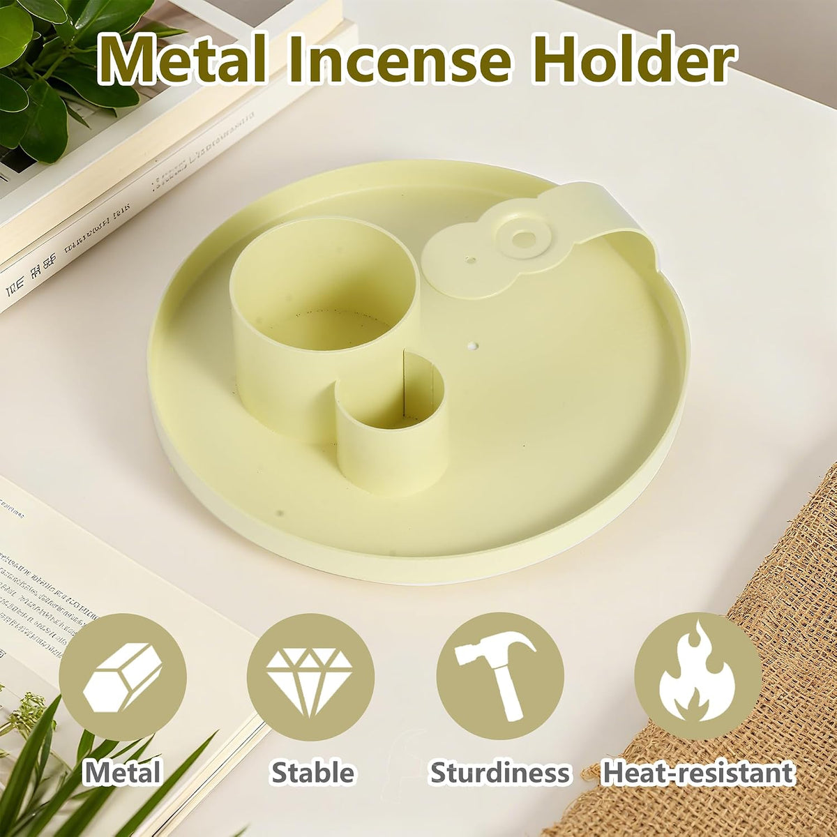 Multifunction Incense Holder, Sage Burner Holder, Palo Santo Holder Burner, 5.47" Ash Catch Tray, Smudge Stick Holder with Handle for Incense Sticks Incense Cone Candle, Yoga Meditation and Room Decor