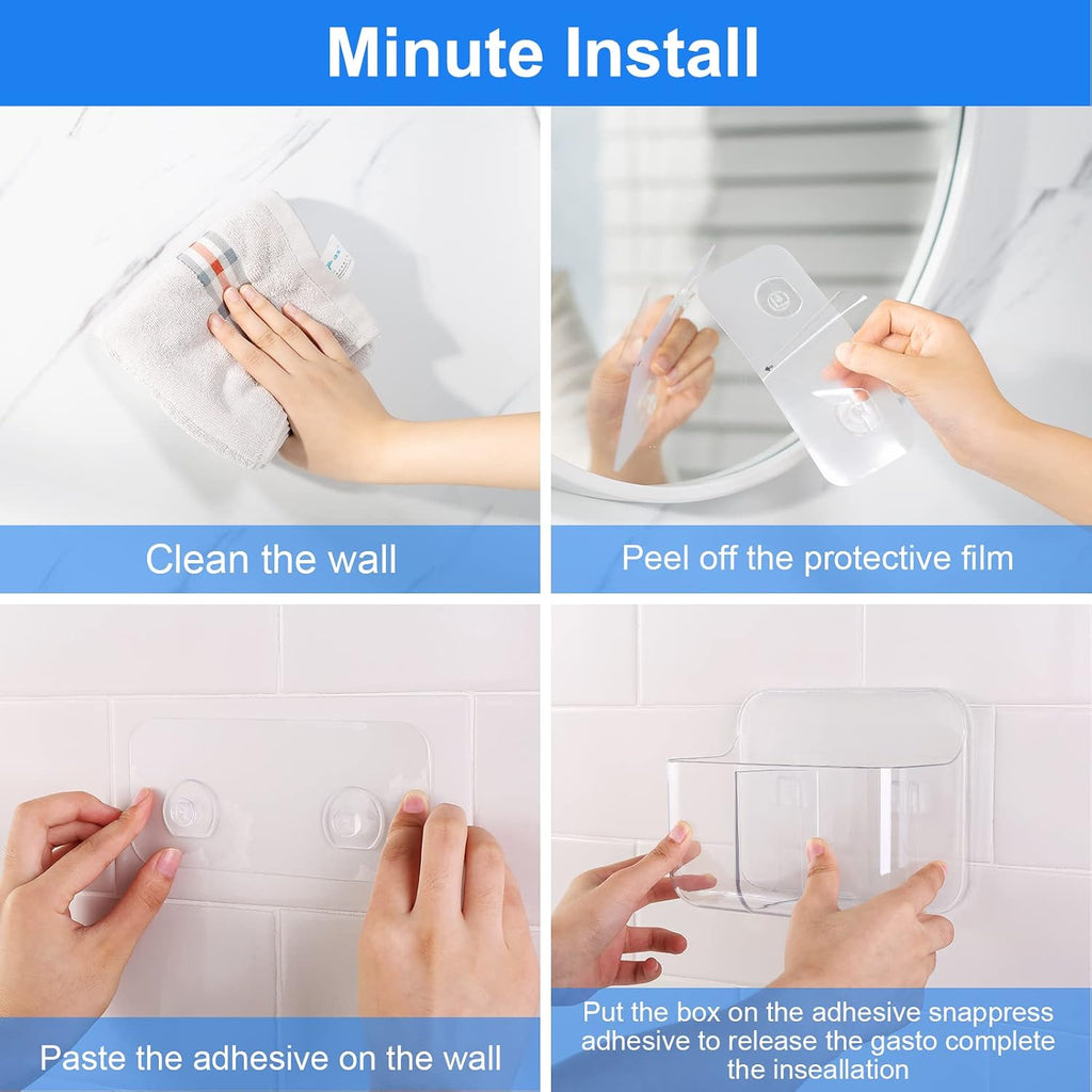 Diesisa Wall Mount Organizer, Adhesive Shelf, 2 Compartments Wall Shelves